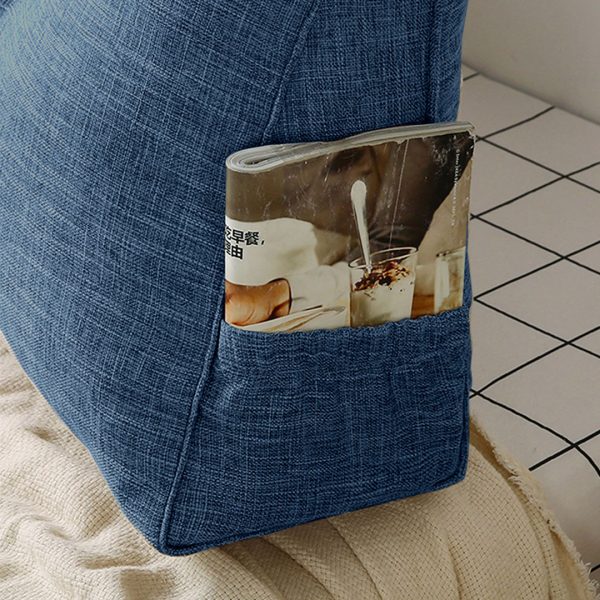 180cm Blue Triangular Wedge Bed Pillow Headboard Backrest Bedside Tatami Cushion Home Decor