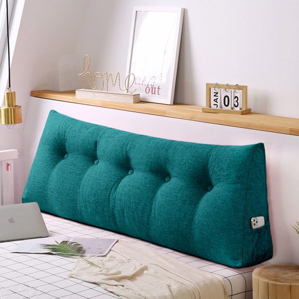 180cm Blue Green Triangular Wedge Bed Pillow Headboard Backrest Bedside Tatami Cushion Home Decor