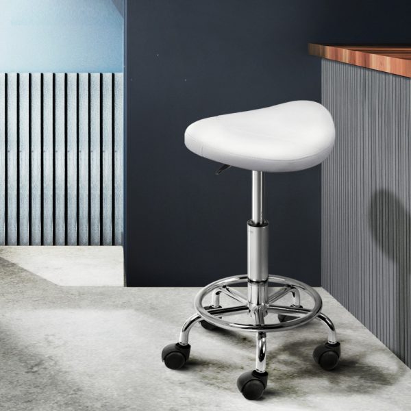 2X Saddle Salon Stool Swivel Barber Hair Dress Chair Hydraulic Lift White