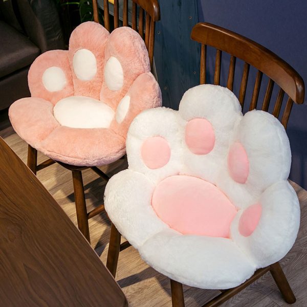 2X White Paw Shape Cushion Warm Lazy Sofa Decorative Pillow Backseat Plush Mat Home Decor