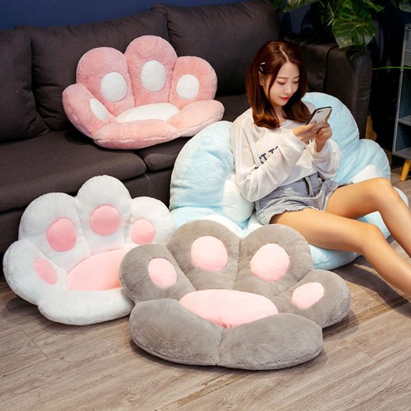 2X White Paw Shape Cushion Warm Lazy Sofa Decorative Pillow Backseat Plush Mat Home Decor