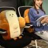 48cm Smiley Face Toast Bread Cushion Stuffed Car Seat Plush Cartoon Back Support Pillow Home Decor