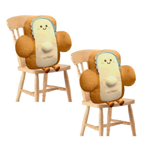 2X 48cm Smiley Face Toast Bread Cushion Stuffed Car Seat Plush Cartoon Back Support Pillow Home Decor