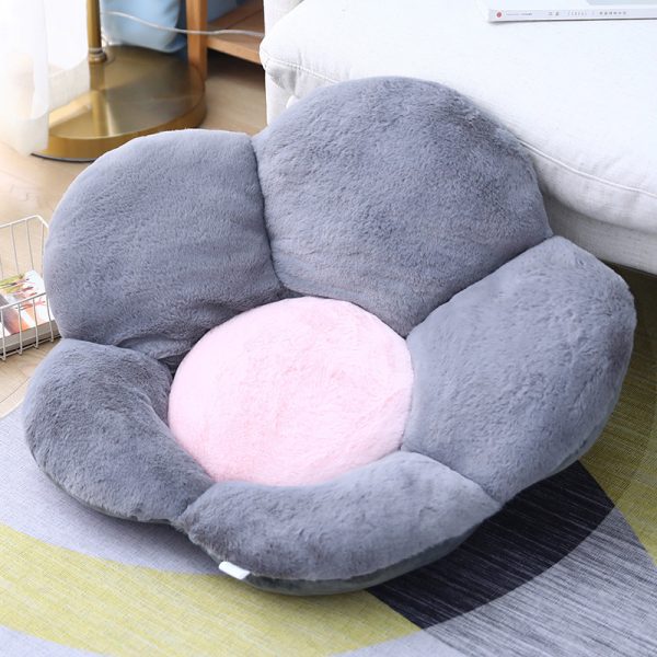 2X Dark Gray Whimsical Big Flower Shape Cushion Soft Leaning Bedside Pad Floor Plush Pillow Home Decor