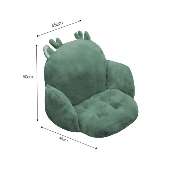 2X Green Dino Shape Cushion Soft Leaning Bedside Pad Sedentary Plushie Pillow Home Decor