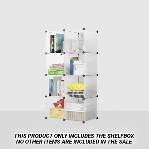 2X 8-Cube Transparent Shelf Box Portable Cubby DIY Storage Shelves Modular Closet Organiser