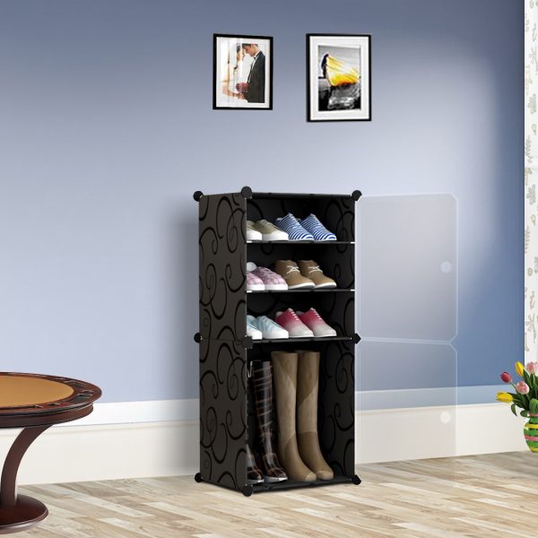 2X  4 Tier Shoe Rack Organizer Sneaker Footwear Storage Stackable Stand Cabinet Portable Wardrobe with Cover