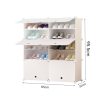 5 Tier 2 Column White Shoe Rack Organizer Sneaker Footwear Storage Stackable Stand Cabinet Portable Wardrobe with Cover