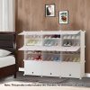 5 Tier 3 Column White Shoe Rack Organizer Sneaker Footwear Storage Stackable Stand Cabinet Portable Wardrobe with Cover