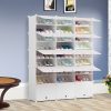 9 Tier 3 Column White Shoe Rack Organizer Sneaker Footwear Storage Stackable Stand Cabinet Portable Wardrobe with Cover