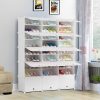 9 Tier 3 Column White Shoe Rack Organizer Sneaker Footwear Storage Stackable Stand Cabinet Portable Wardrobe with Cover