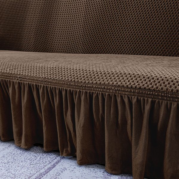 2-Seater Coffee Sofa Cover with Ruffled Skirt Couch Protector High Stretch Lounge Slipcover Home Decor