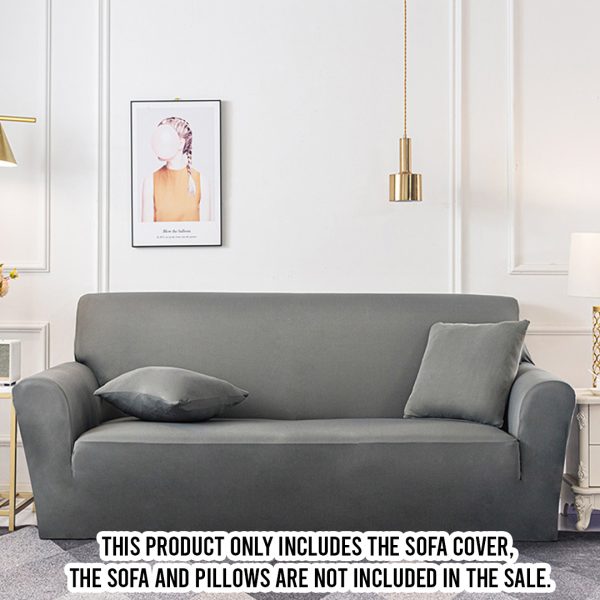 2-Seater Grey Sofa Cover Couch Protector High Stretch Lounge Slipcover Home Decor