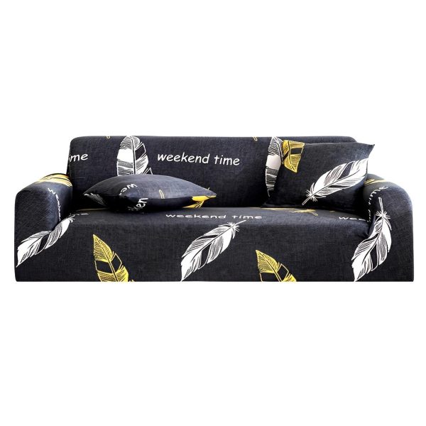 3-Seater Feather Print Sofa Cover Couch Protector High Stretch Lounge Slipcover Home Decor