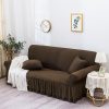 4-Seater Coffee Sofa Cover with Ruffled Skirt Couch Protector High Stretch Lounge Slipcover Home Decor