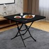 Black Dining Table Portable Square Surface Space Saving Folding Desk with Lacquered Legs Home Decor