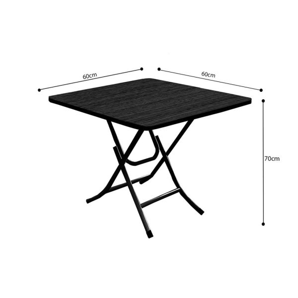 Black Dining Table Portable Square Surface Space Saving Folding Desk with Lacquered Legs Home Decor