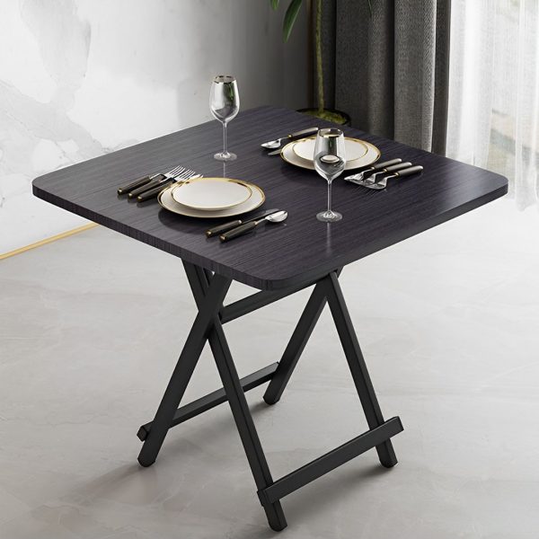 2X Black Dining Table Portable Square Surface Space Saving Folding Desk Home Decor