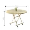 Maple Grain Dining Table Portable Round Surface Space Saving Folding Desk Home Decor