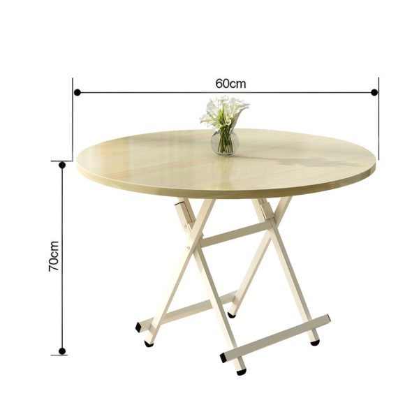 2X Maple Grain Dining Table Portable Round Surface Space Saving Folding Desk Home Decor