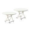 2X White Dining Table Portable Round Surface Space Saving Folding Desk Home Decor