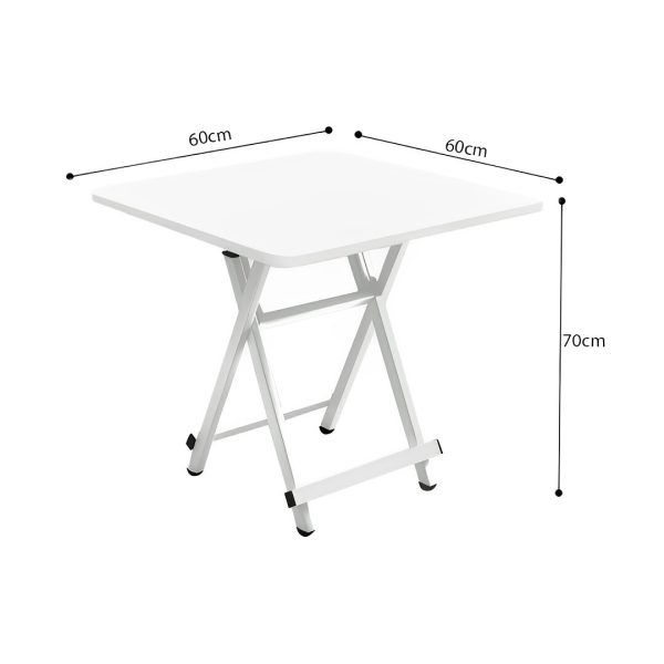 2X White Dining Table Portable Square Surface Space Saving Folding Desk with Lacquered Legs  Home Decor