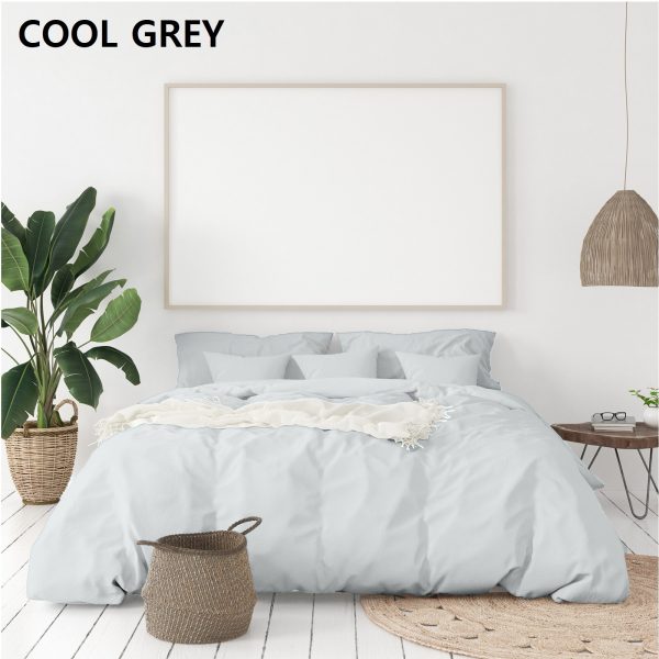 Balmain 1000 Thread Count Hotel Grade Bamboo Cotton Quilt Cover Pillowcases Set – King – Cool Grey