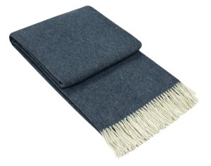 Kensington Throw – 10% Cashmere/ 90% Super Fine Merino Wool – Navy