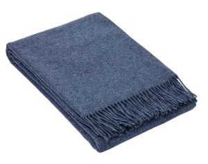 Oxford Throw – Merino Wool Blend – Navy