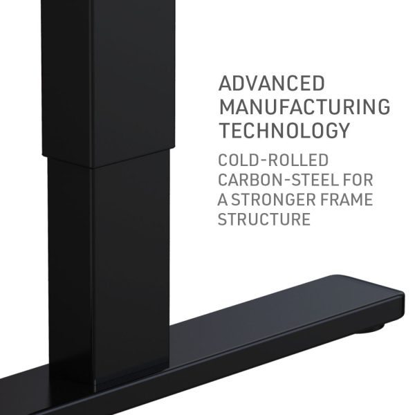 FORTIA Sit Stand Standing Desk, 120x60cm, 72-118cm Height Adjustable, 70kg Load, Black/Black Frame