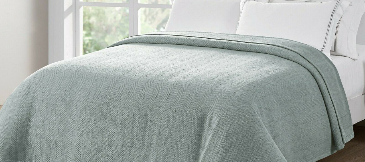 Organic Woven Herringbone Grey Blanket 228 x 228 cm