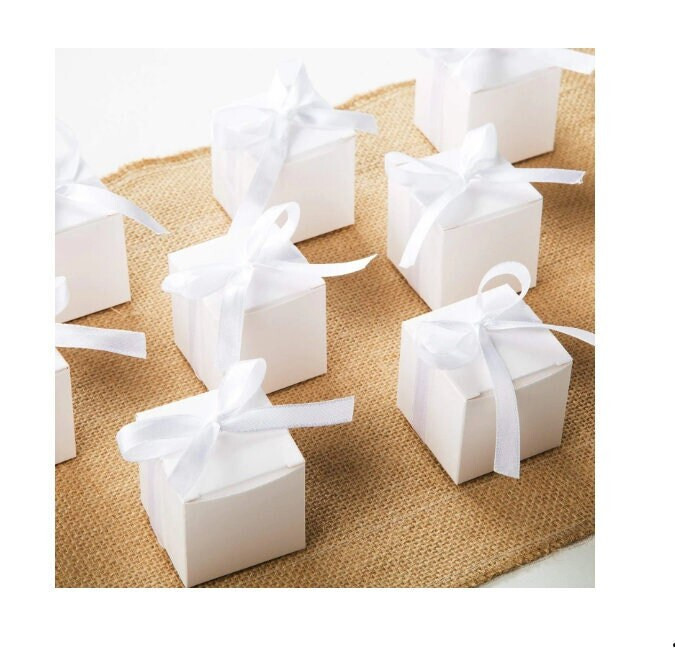 10 Pack of White 5cm Square Cube Card Gift Box – Folding Packaging Small rectangle/square Boxes for Wedding Jewelry Gift Party Favor Model Candy Choco