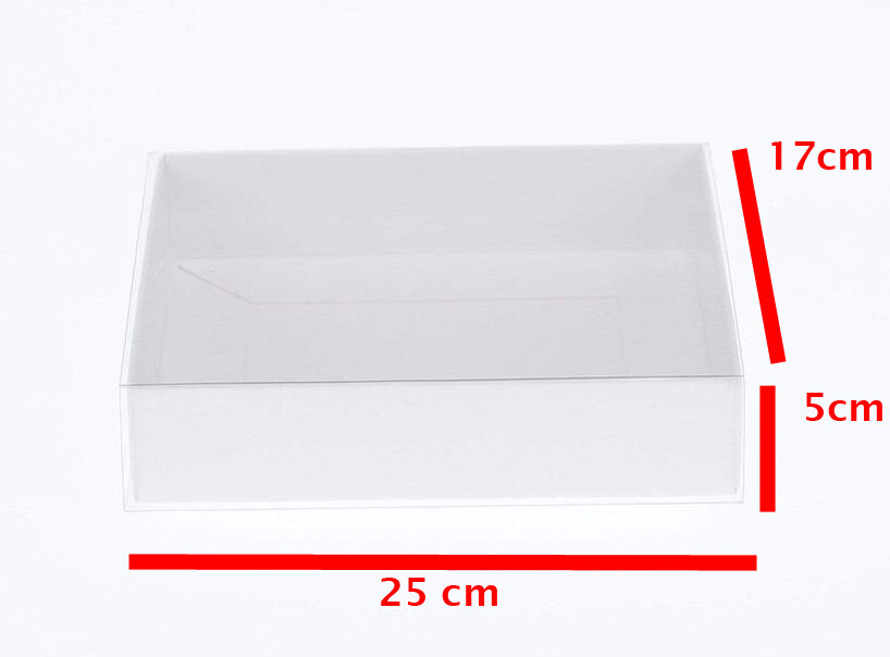 10 Pack of White Card Box – Clear Slide On Lid – 17 x 25 x 5cm – Large Beauty Product Gift Giving Hamper Tray Merch Fashion Cake Sweets Xmas