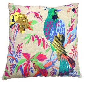 Beige velvet cotton bird design cushion cover 45×45 cm