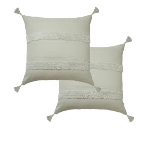 Accessorize Pair of Indra Cotton Tassel European Pillowcases – Grey