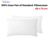 Vintage Design Homewares 100% Linen Pair of Standard Pillowcases White 48 x 73 cm