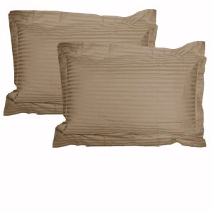 Accessorize 325TC Pair of Stripe Jumbo / Queen Pillowcases Mocha