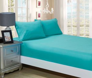1000TC Ultra Soft Fitted Sheet & 2 Pillowcases Set – King Size Bed – Teal