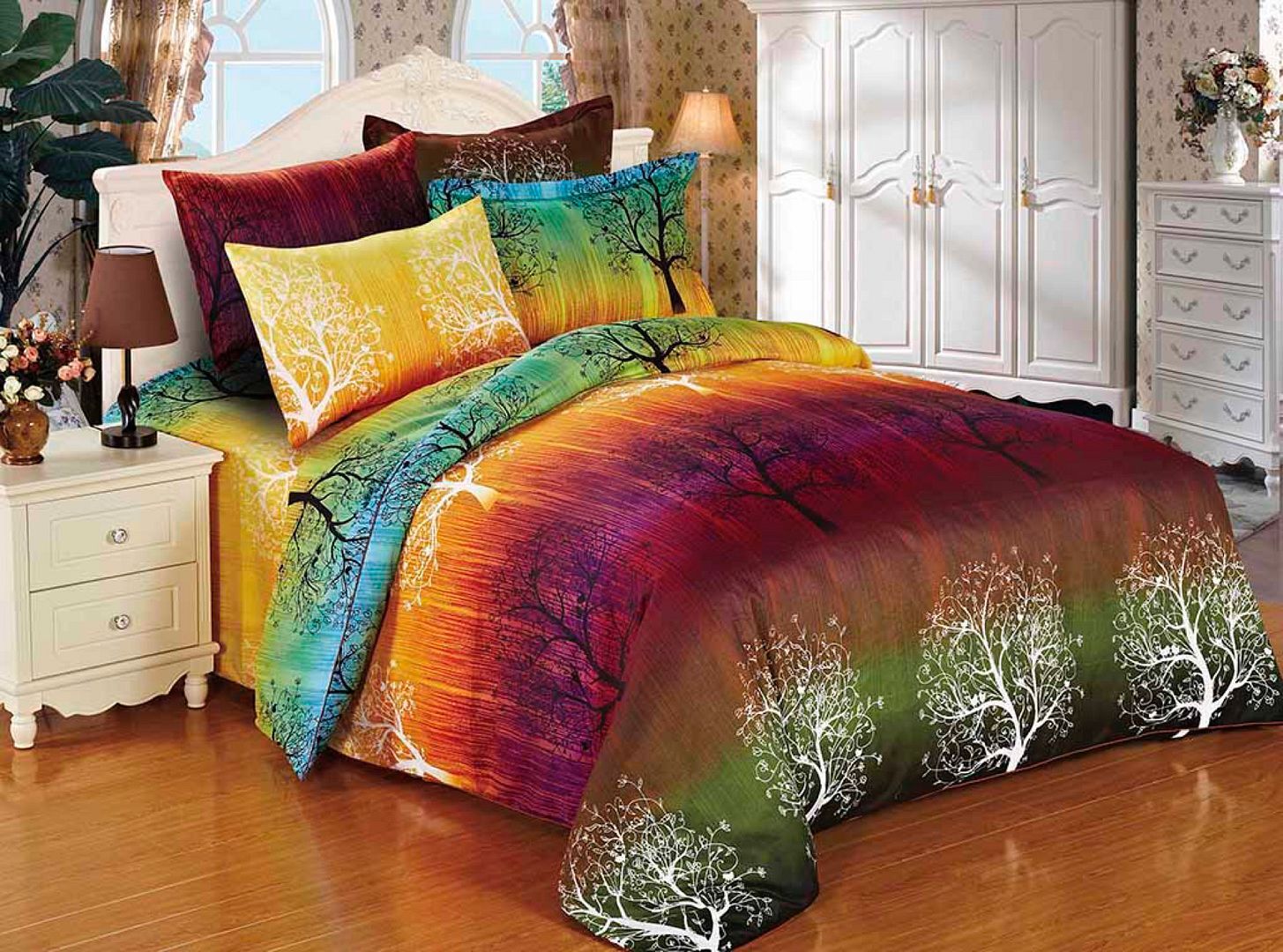 Rainbow Tree Quilt/Doona/Duvet Cover Set