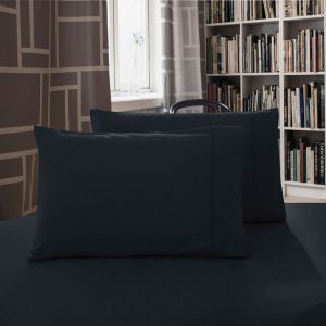 1000TC Premium Ultra Soft Standrad size Pillowcases 2-Pack – Black