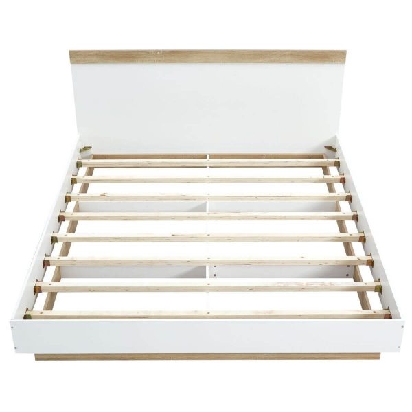 Amelia Industrial Contemporary White Oak Bed Frame Queen Size