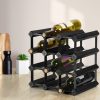 12 Bottle Timber Wine Rack Wooden Storage Wall Racks Holders Cellar Black