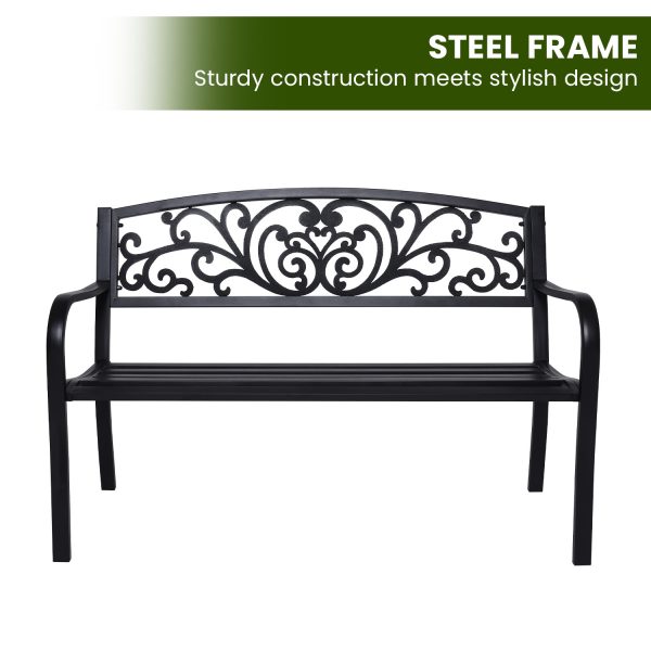 Wallaroo Steel Outdoor Garden Bench – Floral