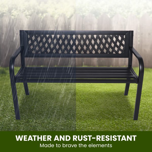Wallaroo Steel Outdoor Garden Bench – Lattice