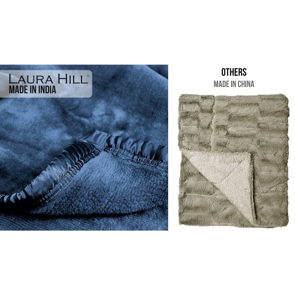 Laura Hill Faux Mink Blanket 800GSM Heavy Double-Sided – Navy Blue