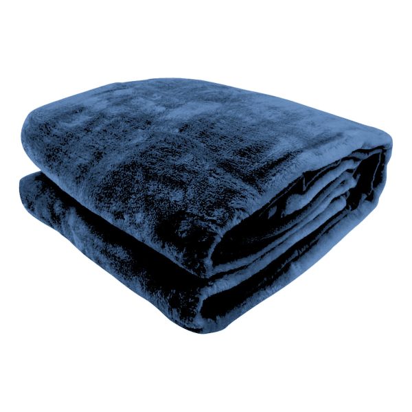 Laura Hill Faux Mink Blanket 800GSM Heavy Double-Sided – Navy Blue