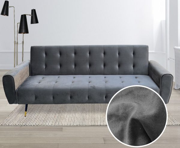Pinole Ava Tufted Velvet Sofa Bed by Sarantino – Dark Grey