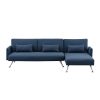 Mia 3-Seater Sofa Bed with Chaise & 3 Pillows by Sarantino – Blue