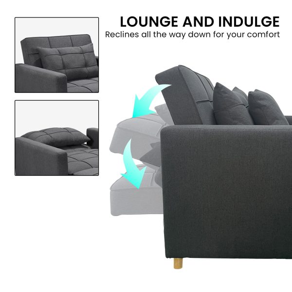 Suri 3-in-1 Convertible Lounge Chair Bed by Sarantino – Dark Grey