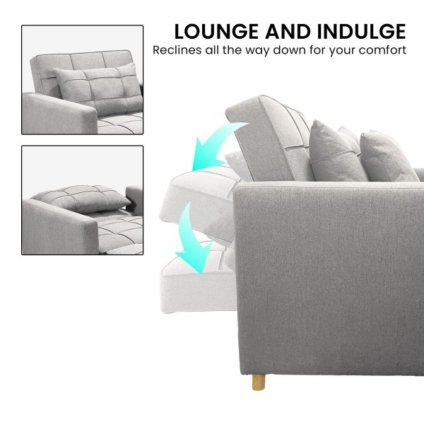 Suri 3-in-1 Convertible Sofa Chair Bed Lounger by Sarantino Light Grey